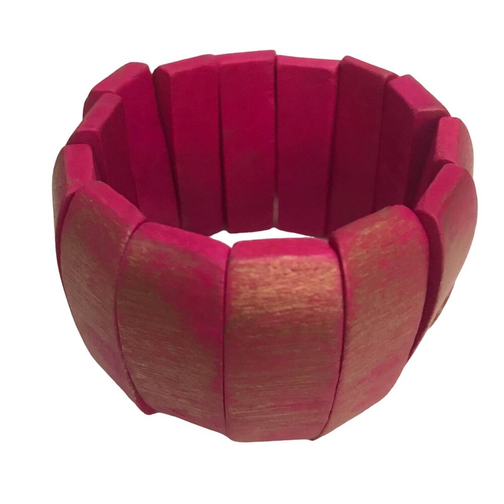 Pink with golden brush color wooden bracelet